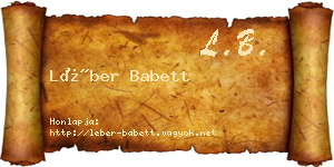 Léber Babett névjegykártya
